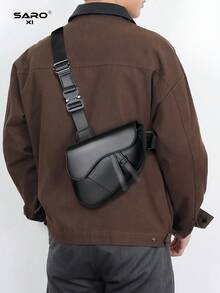 Men's Waist Bag Chest Bag Adjustable Shoulder Strap For Running Commuting Sports Outdoor Personalized Saddle Bag, Casual Street Style Crossbody Bag For Young Men , Zipper Shoulder Bag Lightweight Simple Solid Color Messenger Bag Gun Holster Pouch Belt Bag Festival Phone Bag