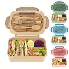 1 Student Lunch Box, 33.81 Ounce Leak Proof Lunch Box, With Utensils, Suitable For Microwave Heating (3 Compartments), Leak Proof Food Container, Suitable For Work, Back To School, College, Outdoor Dining, Essential For Returning To School - Multicolor - View 12