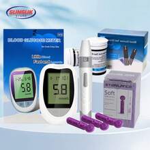 CAPWATE Glucómetro Set con 50 tiras reactivas + 50 lancetas , Cuidado de la diabetes, kit de viaje - Blanco - Ver 2