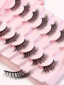 False Lashes 7pairs Faux Mink Lashes Tail Elongated False Eyelashes Gift For Women & Girl