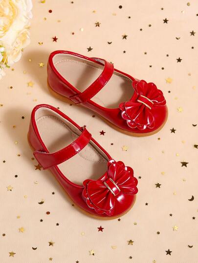 Elegant Cute Bowknot Mary Jane Flats For Toddler & Little Girls, Suitable For Autumn/Winter Party Or Christmas Party Dress Matching