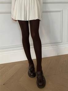 1 Pair Of Women's Brown Pantyhose, Solid Color Velvet Leggings, Comfortable And Fashionable, Versatile Base Socks, High Waist And High Elasticity, Maillard Color, Sexy, High-End And Natural, Suitable For Daily Use Christmas Gift