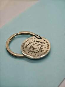 1 Piece Of Cross - Border New "TO MY SON" Engraved Stainless Steel Keychain. Presented With Simple And Exquisite Stainless Steel Material And A Heartwarming Engraved Design, It Symbolizes Parents' Love And Expectations For Their Children, As Well As The Warmth And Bond Of Family Affection. Suitable As A Gift For Sons Or Daughters,