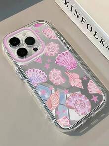 1pc Pink Shell Starfish Pattern Mirror Phone Case, 1.5mm PC Hard Shell 2-In-1 Full Coverage Airbag Anti-Drop, Raised Camera Ring, Suitable For IPhone 16/16 Pro/16 Plus/16 Pro Max/17/17 Pro/Air/17 Pro Max/15/11/12/13/14/16E/15 Pro/14 Pro/13 Pro/12 Pro/11 Pro/15 Pro Max/14 Pro Max/13 Pro Max/12 Pro Max/11 Pro Max