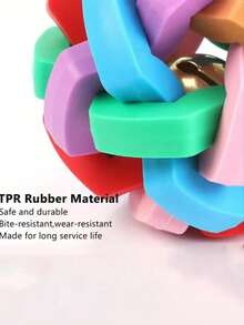 1pc/2pcs Ferret Toy With Built-In Bell - Colorful Squeaky Pet Chew Ball, Elastic Rubber Pet Ball With Interlocking Ring Design And Internal Bell - Dental Health And Exercise Toy For Ferrets, Dogs, Cats - Chew Toy For Teething, Indoor Play - Suitable For Ferrets And Small Pets, Interactive Ball Suitable For Dogs - Multicolor - View 5
