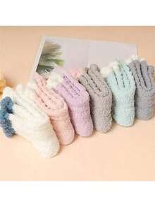 4/8 par skarpetek podłogowych Fuzzy, wygodne i ciepłe skarpetki do połowy łydki, pończochy i rajstopy damskie, skarpetki sportowe