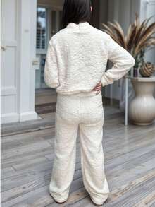 Pants De Peluche Con Sudadera Cerrada Cuello Alto - hueso - Ver 3