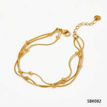 Vòng tay chuỗi hạt vàng nhỏ mạ thép không gỉ 18k kiểu dáng đơn giản, cá tính, thời trang dành cho nữ, phong cách Pháp, phù hợp đeo khi dự tiệc, hẹn hò và làm việc văn phòng. - Vàng số 2 - Xem 11