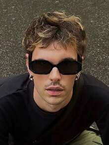 1pc Men's Casual Vintage Style Rectangle Frame Fashion Glasses, Suitable For Outdoor Activities And Matching Outfits For Summer Beach Vacation,Outdoor,Travel