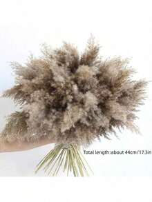 10Pcs/Box Artificial Pampas Grass Decoration 17.3 Inch Small Fake Reed Feather Bouquet, Brown Pampas Grass Decoration Bohemian Style Room Floral Decoration Wedding Vase Door Wreath Decoration, Bedroom Decor, Boho Wedding Decor, Floor Decor, Ceremony Backdrop Artificial Bouquet, Mother's Day Gift, Birthday Anniversary Gift, DIY Wreath Decor