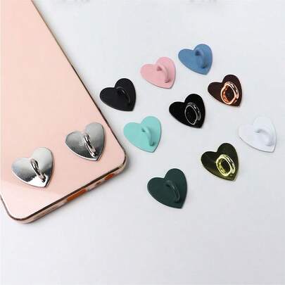 2pcs Metal DIY Phone Case Decor Accessories, Adhesive Heart Base Pendant Hanging Rope Universal Hook