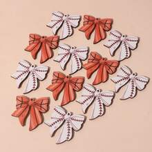 6 piezas Accesorios con decoración de lazo vintage desgastado, colgante de joyería elegante, materiales DIY para aretes, collares y adornos colgantes en naranja y blanco