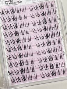 100pcs White Magnolia Glue-Free Segmented Cluster False Eyelashes, Natural & Realistic Asymmetrical Horizontal Enlargement Single Cluster Transparent C-Curl Eyelashes