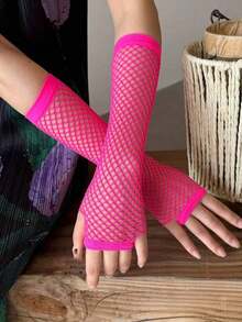 1 Pair Hollow Out Long Gloves, Fashion Party Occasion Autumn Fall Winter Fall Arm Warmers OVBE - 玫紅色 - 查看 2