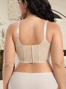 Plus Size Lace Underwire Bra - Full Coverage Supportive Lift, Sexy Embroidery Design, Suitable For Backless Tops And Daily T-Shirts - Apricot - View 5
