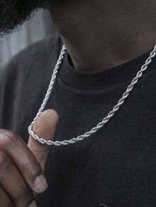 Collar de cadena retorcida de acero inoxidable para hombres, estilo hip hop