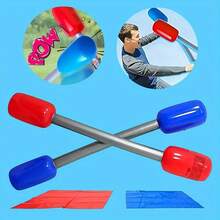 1 对红色/蓝色配对棍棒和棍棒，用于草坪游戏、互动户外派对游戏的充气战斗棍，由耐用塑料制成，用于草坪游戏、地板互动游戏的 PVC 充气游戏用品，适合室内和室外使用