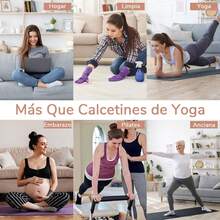 3 Pares Calcetas Pilates Mujer Antiderrapantes, Calcetines de Yoga para Mujeres con Agarre, Calcetas Deportivas Dama Largas Algodón, Pilates Socks, Calentadores de Piernas - 1 - Ver 5