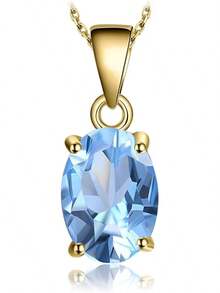 5-2 2,1 ct Oval Topas Halskette Gelbgold Platte