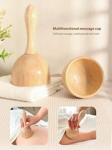 6pcs/Set Wooden Massage Tool Kit With Comb, Wooden Roller Massager, Wooden Scraper, Manual Wooden Meridian & Muscle Massager, Relaxation Small Tools, Suitable For Home And Professional Massage Therapy Institutions - Yellow - View 6