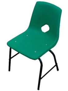 Silla infantil apilable, con asiento y respaldo en una sola pieza tipo concha de polipropileno - Verde - Ver 2