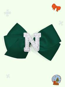 1pc 5-Inch 26pcs A-Z Pearl Letter Personalized Hair Clip For Girls, Ponytail Holder, Suitable For Holiday Party, School Graduation, First Day Of School, Classroom - Dark Green - View 25