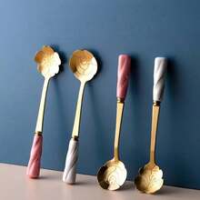 Cute Ceramic Coffee Spoon With Sakura & Rose Flower Design, Sweet Dessert Short Handle Stirring Spoon