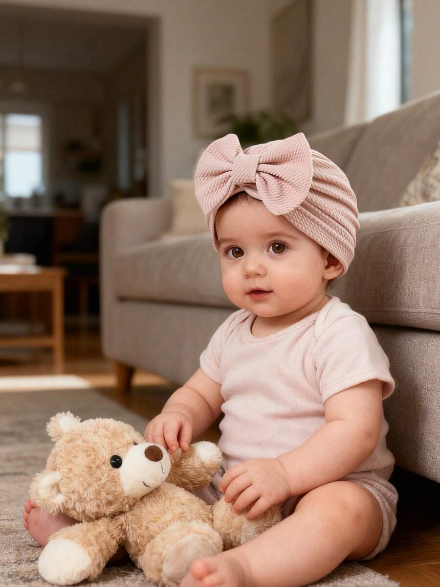 3/4/5件套婴儿新生儿帽子套装,打结针织帽,柔软舒适,适合0-6个月的婴儿男女宝宝。 - 彩色 - 查看 1