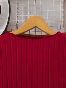 2 件套女童优雅串珠蝴蝶结长袖短款套头衫和酒红色别致立领无袖及膝连衣裙套装，2025 年秋冬