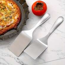 2pcs Stainless Steel Spatula Set - Baking Scraper, Flat Pancake Turner, Burger Flipper, Teppanyaki Spatula, Suitable For Tiramisu, Cookies, Pizza, Grilling, Pancakes, Multi-Functional Cooking Tools - Silver - View 5