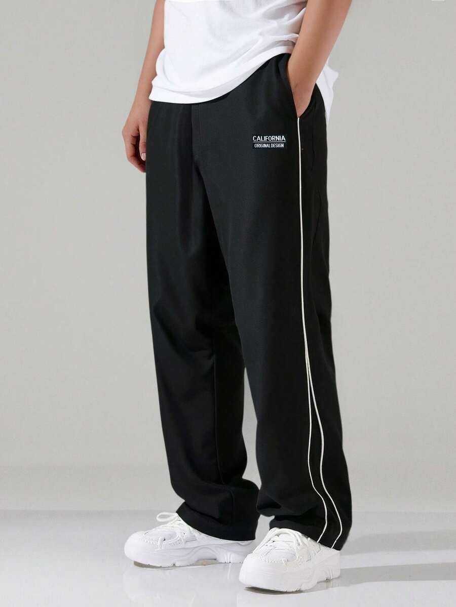 1pc Boys' Casual Straight Leg Pants, Lightweight Comfortable Trousers With Simple Design, Fashionable For Spring & Autumn - Black - View 1