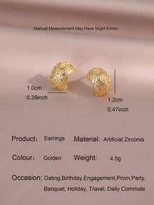 1 Paar Luxus geometrische Diamant Gitter Ohrringe, vintage vergoldet, Geschenk für Frauen zum Valentinstag, Jahrestag, Paar, kubischer Zirkonia Ring