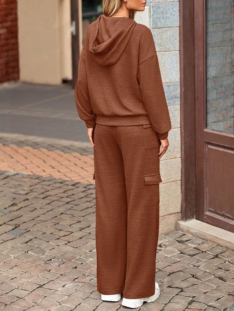 Women's  Spring Fall  Sweatsuits 2 Piece Sets  Outfits Lounge Matching Hoodie Set Travel Going Out Outfits Track Suits Winter Clothes New Years Valentine Vacation Outfits For Women Sweatsuit Set Women - Đỏ gạch - Xem 2