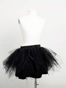 1pc Black & White Colorful Tulle Tutu Skirt Petticoat, Asymmetrical Sexy Mini Skirt For Halloween Party, Holiday Celebration Fall Clothes For Women - A - View 6