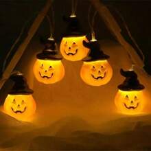 Linternas de calabaza de Halloween, luces de colores, decoraciones, ambiente de mueca en la habitación, guirnalda de luces, gorro con LED, decoración navideña