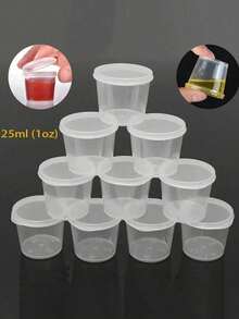 50个酱料杯商用透明食品蘸料容器便携式密封塑料杯带盖一体式外卖打包盒 - 彩色 - 查看 8