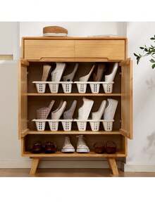 [Hot Selling] 3-Tier Space-Saving Shoe Rack - Dust-Proof Plastic Storage Rack For Slippers And Shoes, Multi-Functional Home Storage Solution, Space-Saving Household Shoe Rack, Drawer-Style Plastic No-Assembly Shoe Rack, Magical Slipper Storage Rack. - Multicolor - View 4