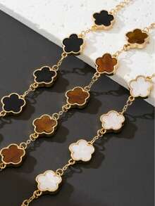 Set 3 buc brățări clasice cu trifoi norocos, negru, alb și maro (fără cutie cadou)