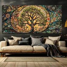 1 Set 30x60cm Or 40x80cm Life Tree DIY Diamond Painting Full Round Diamond Mosaic 5D Diamond Embroidery World Tree New Arrival Nordic Decor, Frameless - Multicolor - View 3