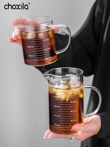 choxila 1pc High Borosilicate Glass Coffee Cup Measuring Cup Glass With Handle Graduated Cup Coffee Milk Juice Measuring Cup Transparent Glass Back To School - Coffee Measuring Cup - View 12