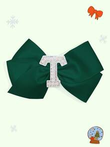 1pc 5-Inch 26pcs A-Z Pearl Letter Personalized Hair Clip For Girls, Ponytail Holder, Suitable For Holiday Party, School Graduation, First Day Of School, Classroom - Dark Green - View 38
