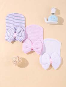 3/4/5件套婴儿新生儿帽子套装，打结针织帽，柔软舒适，适合0-6个月的婴儿男女宝宝。 - 彩色 - 查看 22