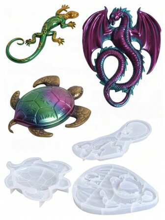 1 件龙硅胶模具、龟壁虎环氧树脂模具、蜡烛石膏装饰模具、3D 飞龙玩具硅胶模具（适用于环氧树脂）、家居装饰、礼品