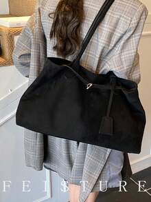 Bolso de mano de alta calidad para mujer, nuevo diseño de otoño/invierno, bolso de gran capacidad para ir al trabajo y viajar - Negro - Ver 6