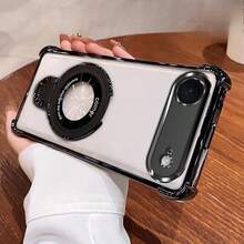 For IPhone 17 Case, Four Corner Protection Ring Holder Phone Case With Kickstand For IPhone 17 Air 16/15/14/13/12/11 Pro Max Plus X XS Compatible With SAM Galaxy S24 S23 S22 FE Ultra - màu đen - Xem 1