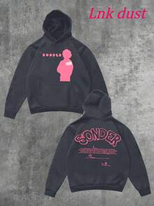 Y2K  Brent Faiyazzz Pink Sonder Rap Print,250g Polyester Men's And Women's Clothing Casual And Cozy Hoodies Leyo,  Long Sleeve Hooded Sweatshirt, Casual Versatile Top For Autumn Winter - Xám - Xem 1