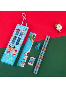 Christmas Gift Box Pencil Set, Handheld Stationery, Christmas Neutral Pen Stationery Set For Students, Cute Christmas Stationery, Stationery Set As Cute Christmas Surprise Gift