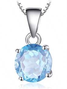 9-2,4 ct runde blaue Topas-Halskette
