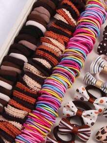 Set Of 899 Mixed Hair Bows And Hair Clips Packed In OPP Bags - Rỉ Nâu - Xem 3