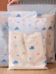 1/10PCS Whale Print Travel Storage Bag, Transparent PVC Clothes Sorting Bag, Waterproof Zipper Underwear Packing Bag,Transparent Sealed Underwear Organizer, Travel Luggage Packing Pouch